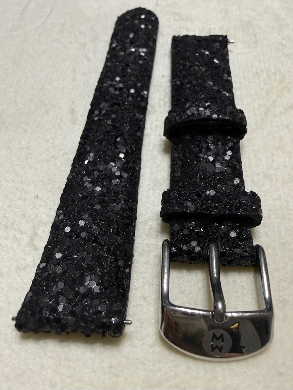 Michele Black Glitter Watch Strap 16mm